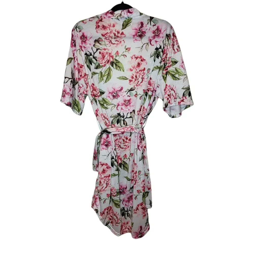 Show Me Your Mumu Pink floral one size robe with tie